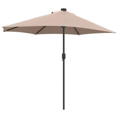 Parasol de Grădină Gri cu LED-uri Solare | Livrare Gratuită