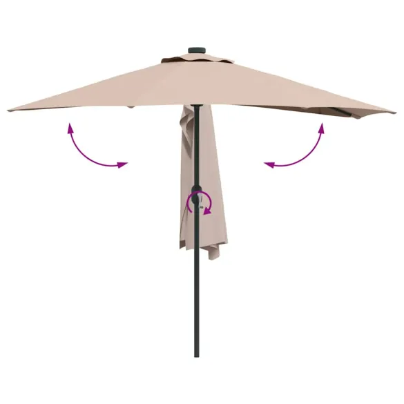 Parasol de Grădină Gri cu LED-uri Solare | Livrare Gratuită
