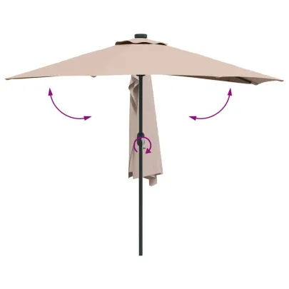 Parasol de Grădină Gri cu LED-uri Solare | Livrare Gratuită