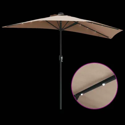 Parasol de Grădină Gri cu LED-uri Solare | Livrare Gratuită
