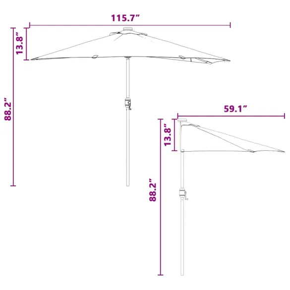 Parasol de Grădină Gri cu LED-uri Solare | Livrare Gratuită