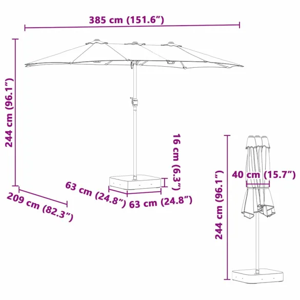 Parasol de Grădină Gri taupe 385x209x244 cm - Livrare Gratuită