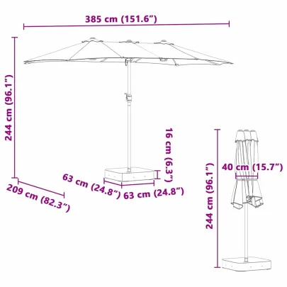 Parasol de Grădină Gri taupe 385x209x244 cm - Livrare Gratuită