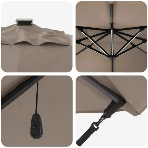 Umbrelă Cantilever Roma cu LED-uri pentru Exterior
