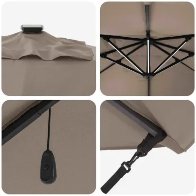 Umbrelă Cantilever Roma cu LED-uri pentru Exterior
