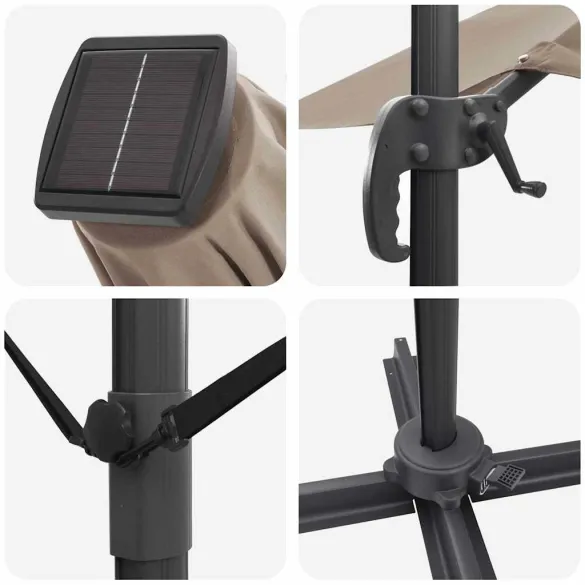 Umbrelă Cantilever Roma cu LED-uri pentru Exterior