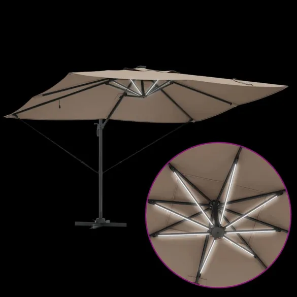 Umbrelă Cantilever Roma cu LED-uri pentru Exterior