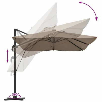 Umbrelă Cantilever Roma cu LED-uri pentru Exterior