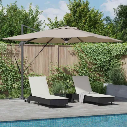 Umbrelă Grădină Cantilever cu LED-uri Aluminiu | Livrare Gratuită