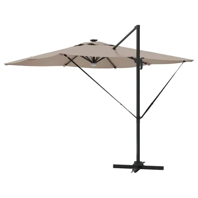 Umbrelă Grădină Cantilever cu LED-uri Aluminiu | Livrare Gratuită