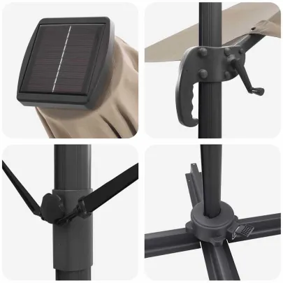 Umbrelă Grădină Cantilever cu LED-uri Aluminiu | Livrare Gratuită