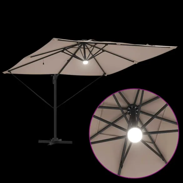 Umbrelă Grădină Cantilever cu LED-uri Aluminiu | Livrare Gratuită