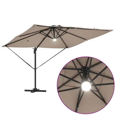 Umbrelă Grădină Cantilever cu LED-uri Aluminiu | Livrare Gratuită