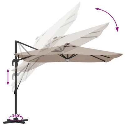 Umbrelă Grădină Cantilever cu LED-uri Aluminiu | Livrare Gratuită