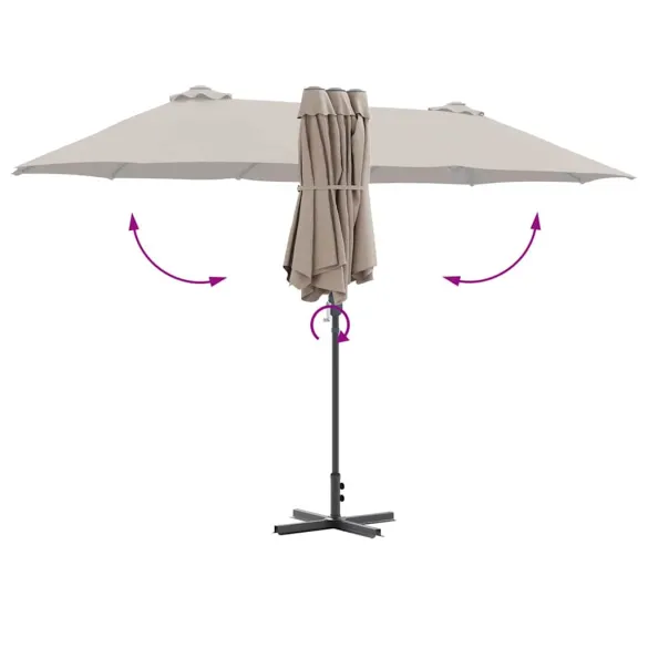 Parasol de Grădină Gri taupe 380x196x235 cm | Livrare Gratuită