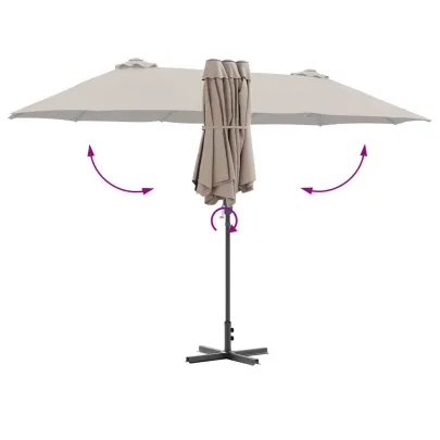Parasol de Grădină Gri taupe 380x196x235 cm | Livrare Gratuită