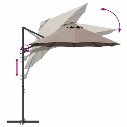 Parasol Cantilever Grădină cu Blocare | Livrare Gratuită