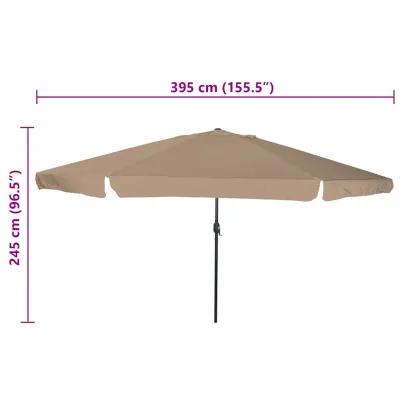 Umbrelă de Grădină Rotundă 395 cm - Gri Taupe | Livrare Gratuită