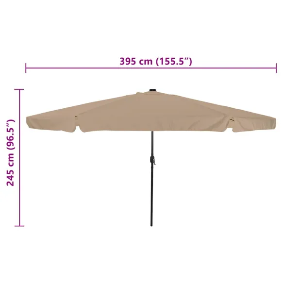 Umbrelă de grădină cu LED-uri - ø395 cm - Gri Taupe | Livrare Gratuită