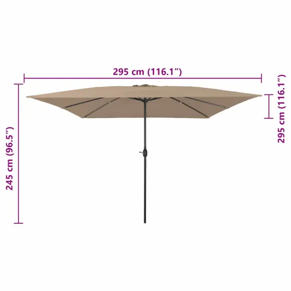 Umbrelă Pătrată Grădină 295x245 cm Gri Taupe - Livrare Gratuită