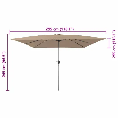 Umbrelă Pătrată Grădină 295x245 cm Gri Taupe - Livrare Gratuită