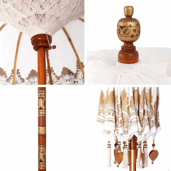 Umbrelă Balineză Manuală 250 cm - Bumbac și Lemn | Livrare Gratuită
