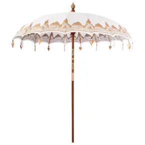 Umbrelă Balineză Manuală 250 cm - Bumbac și Lemn | Livrare Gratuită