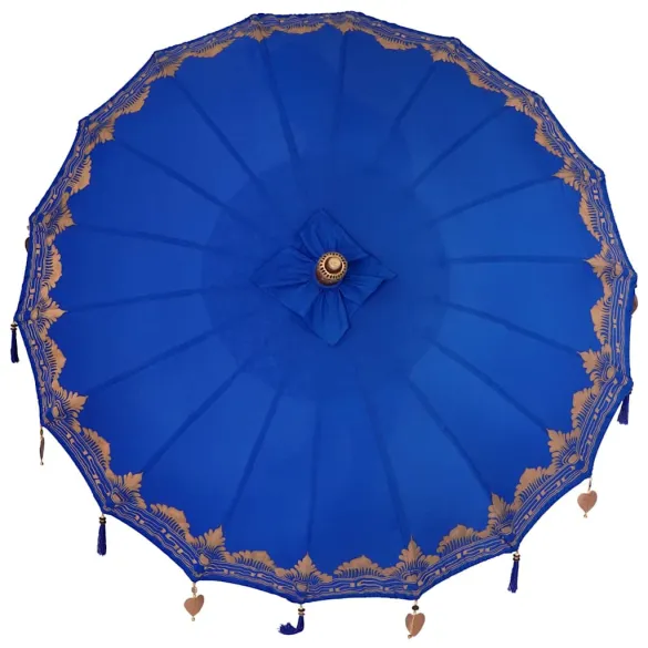 Umbrelă Balineză Albastră 250 cm - Bumbac și Lemn Masiv