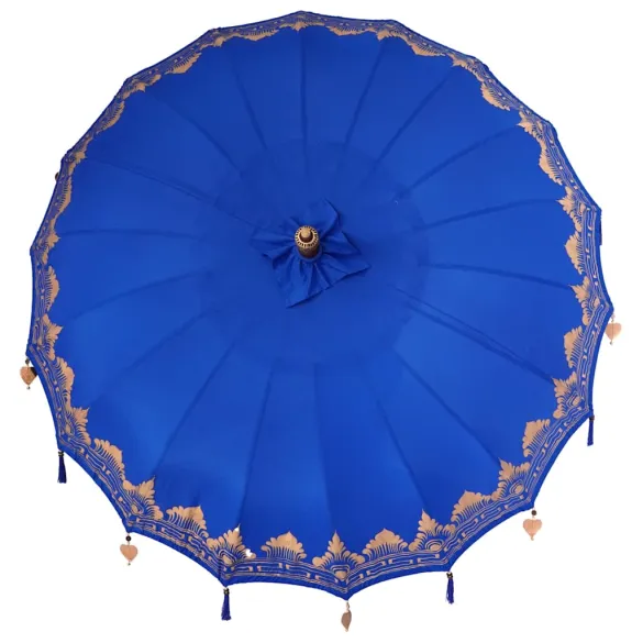 Umbrelă Balineză Albastră 250 cm - Bumbac și Lemn Natural