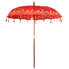 Umbrelă de soare roșie 250 cm - Bumbac și lemn | Livrare gratuită