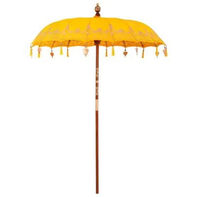 Umbrelă Balineză Manuală Galben 250 cm - Bumbac și Lemn