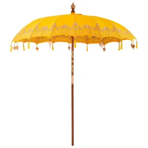 Umbrelă Balineză Galbenă 250 cm - Bumbac și Lemn Masiv