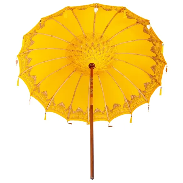 Umbrelă Balineză Galbenă 250 cm - Bumbac și Lemn Masiv