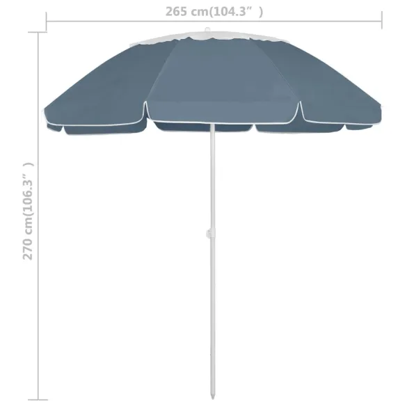 Umbrelă de Plajă Albastră 300 cm - Protecție UV | Livrare Gratuită