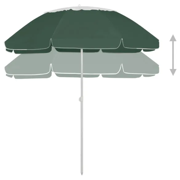 Umbrelă de Plajă Verde 300 cm cu Protecție UV | Livrare Gratuită