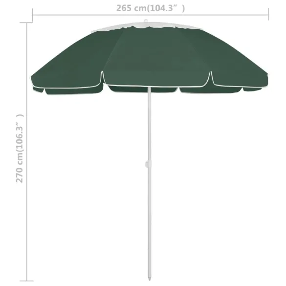 Umbrelă de Plajă Verde 300 cm cu Protecție UV | Livrare Gratuită