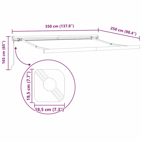 Umbră Retractabilă Exterior Dungi Colorate 350x250 cm
