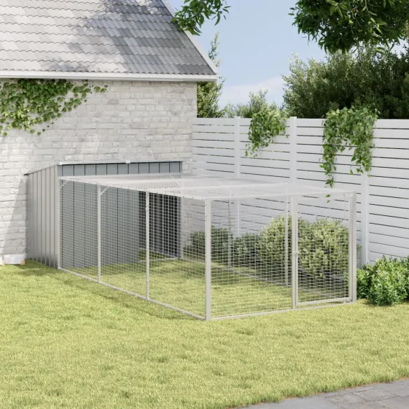 Cușcă Câine cu țarc Antracit Oțel Galvanizat - Livrare Gratuită