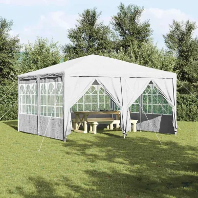 Tenda de Petrecere Alba, 4x4m cu 8 Pereți | Livrare Gratuită