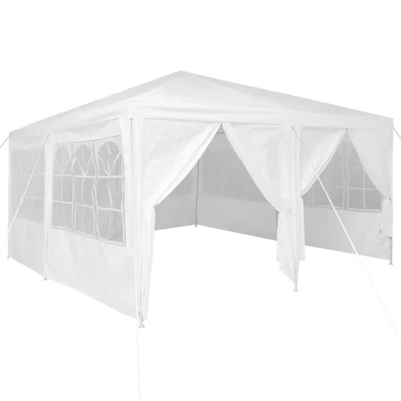 Tenda de Petrecere Alba, 4x4m cu 8 Pereți | Livrare Gratuită