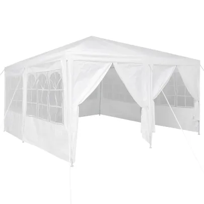 Tenda de Petrecere Alba, 4x4m cu 8 Pereți | Livrare Gratuită