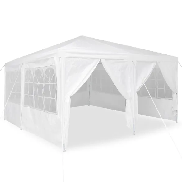 Tenda de Petrecere Alba, 4x4m cu 8 Pereți | Livrare Gratuită