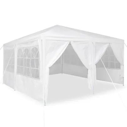 Tenda de Petrecere Alba, 4x4m cu 8 Pereți | Livrare Gratuită