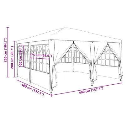 Tenda de Petrecere Alba, 4x4m cu 8 Pereți | Livrare Gratuită