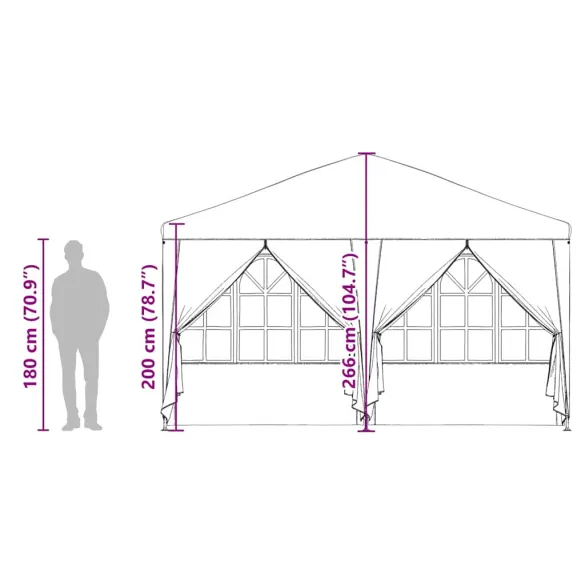 Tenda de Petrecere Alba, 4x4m cu 8 Pereți | Livrare Gratuită