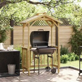 Adăpost BBQ Rustic Hexagonal - Lemn Rezistent la Vreme