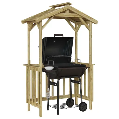 Adăpost BBQ Rustic Hexagonal - Lemn Rezistent la Vreme