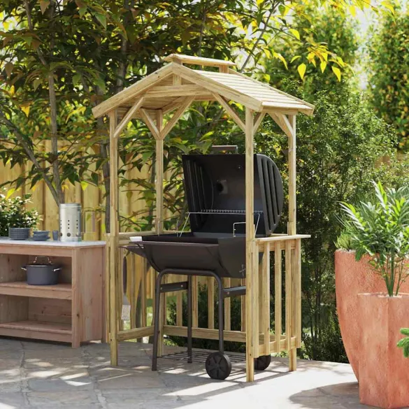 Adăpost BBQ Rustic Hexagonal - Lemn Rezistent la Vreme