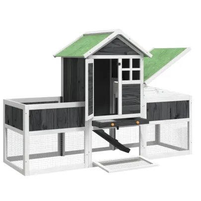 Cușcă Iepuri Exterior Lemn Masiv 170x63x113 cm | Livrare Gratuită