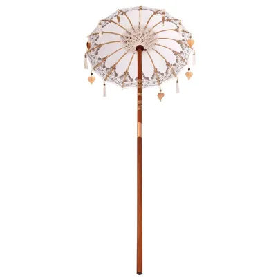 Parasol Balinez 260 cm - Lemn Masiv, Bumbac, Livrare Gratuită